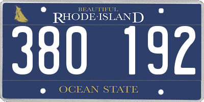 RI license plate 380192