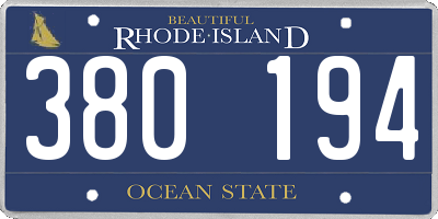 RI license plate 380194