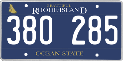 RI license plate 380285