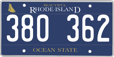 RI license plate 380362