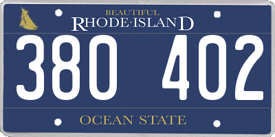RI license plate 380402