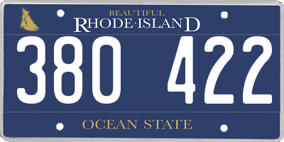RI license plate 380422