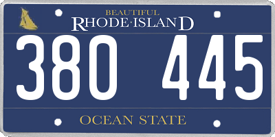 RI license plate 380445