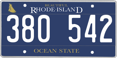 RI license plate 380542