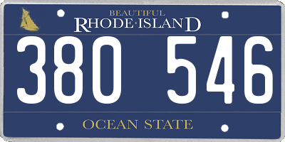 RI license plate 380546