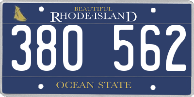 RI license plate 380562