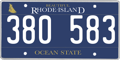 RI license plate 380583