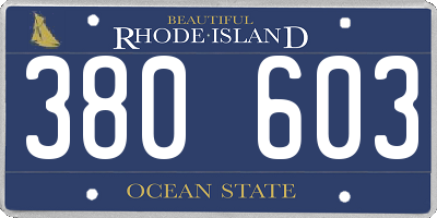 RI license plate 380603