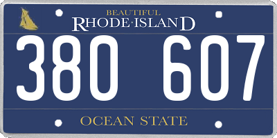 RI license plate 380607