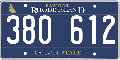 RI license plate 380612