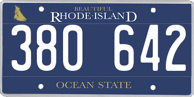 RI license plate 380642