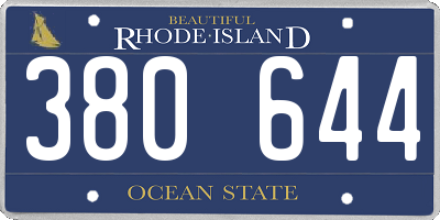 RI license plate 380644