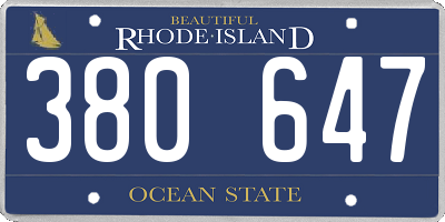 RI license plate 380647