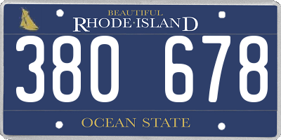 RI license plate 380678