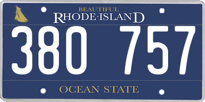 RI license plate 380757