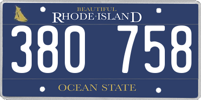 RI license plate 380758