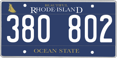 RI license plate 380802