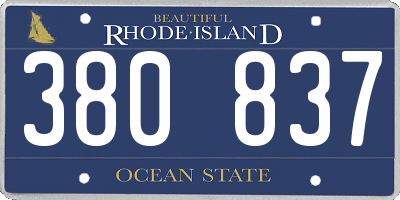 RI license plate 380837