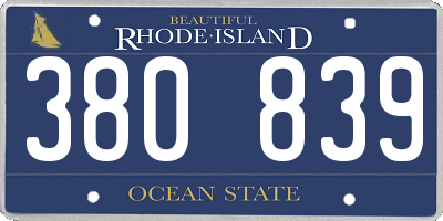 RI license plate 380839