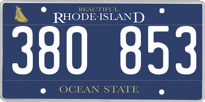 RI license plate 380853