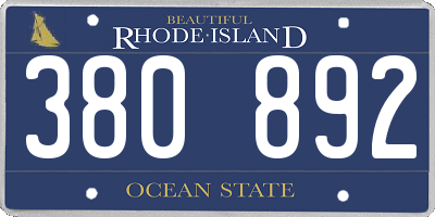 RI license plate 380892