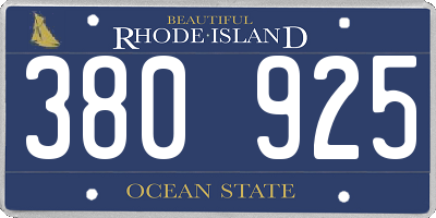 RI license plate 380925