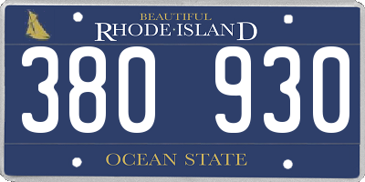 RI license plate 380930