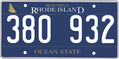 RI license plate 380932