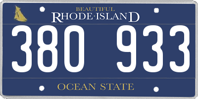 RI license plate 380933