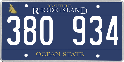 RI license plate 380934