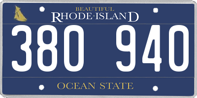 RI license plate 380940