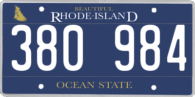 RI license plate 380984
