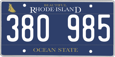 RI license plate 380985