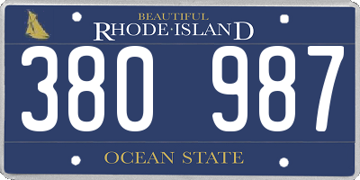 RI license plate 380987