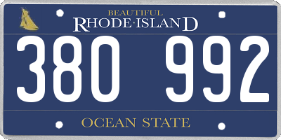RI license plate 380992