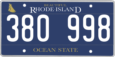 RI license plate 380998