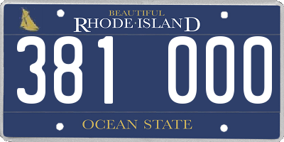 RI license plate 381000