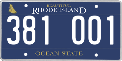 RI license plate 381001
