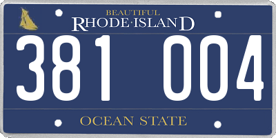 RI license plate 381004