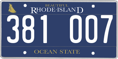 RI license plate 381007
