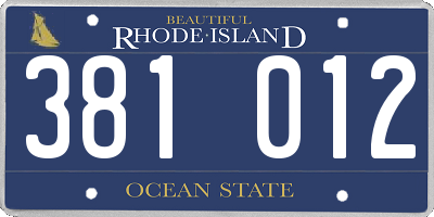 RI license plate 381012