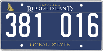 RI license plate 381016