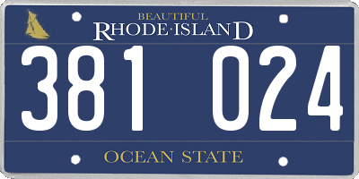 RI license plate 381024
