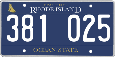 RI license plate 381025