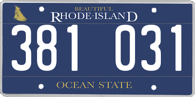 RI license plate 381031