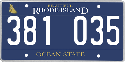 RI license plate 381035