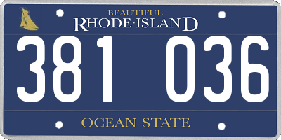 RI license plate 381036