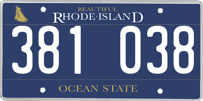 RI license plate 381038