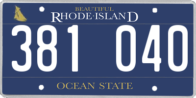 RI license plate 381040