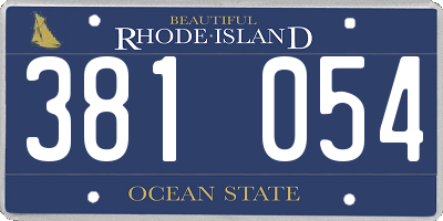 RI license plate 381054